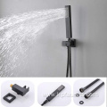 Matte Black Square Concealed Mixer Faucet Set